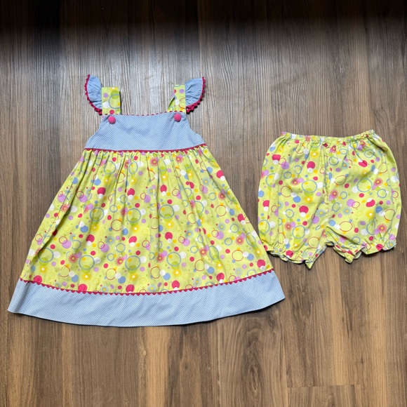 Petit Ami Gingham Floral‎ and Polka Dot Dress & Bloomer Set 18 Months - Picture 1 of 4